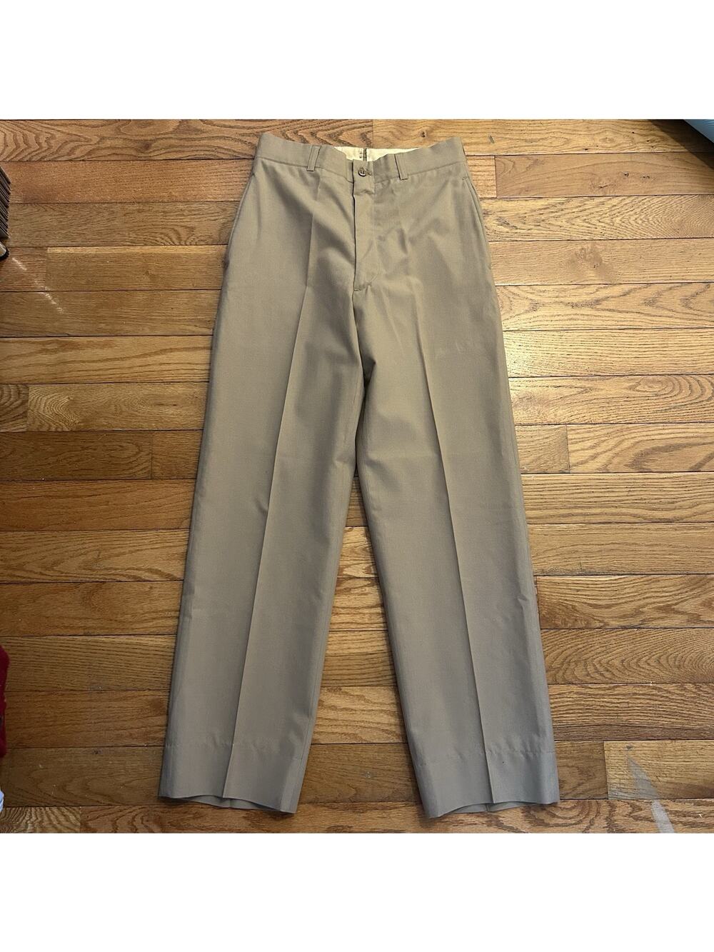 Vintage 70s Army Military 100% Wool Tropical Trousers Khaki M-1 Pants 30x33